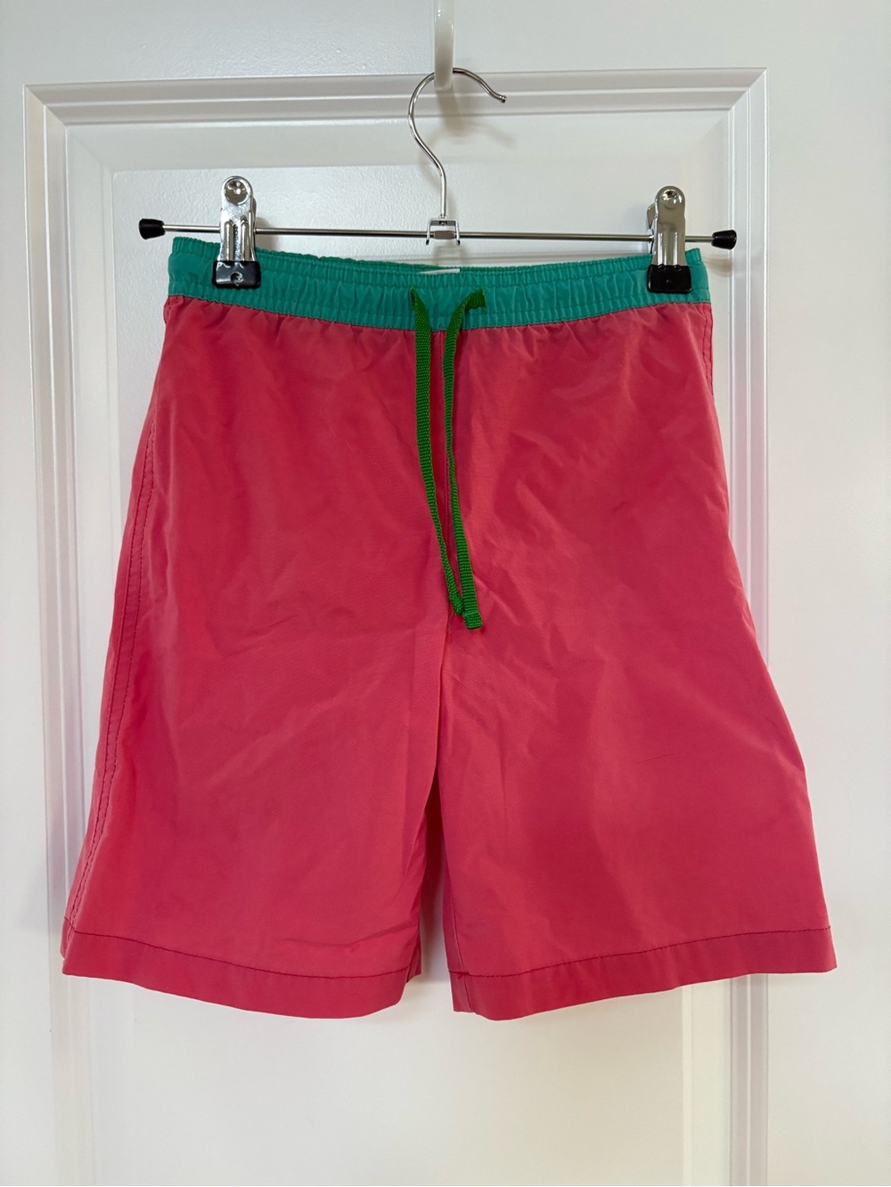 Vintage Kids’ Simply Basic Coral Swim Trunks with Teal Waistband Size 5